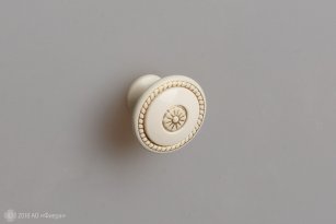 FB027 Мебельная ручка-кнопка, золото прованс со вставкой топленое молоко