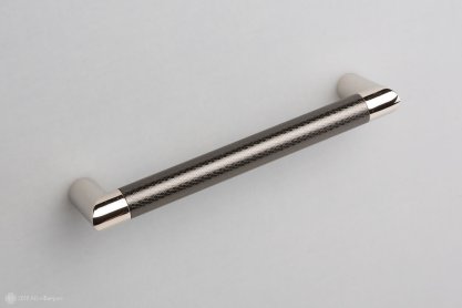 230017 мебельная ручка-скоба 160 мм черненая шлифованная сталь с ножками никель глянцевый