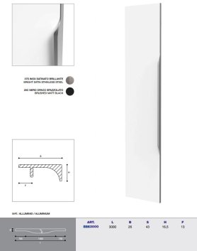 586 вертикальная мебельная ручка-профиль 3000 мм черная матовая
