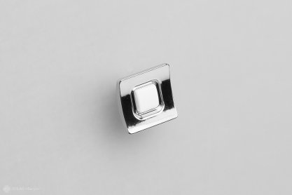 FB039 мебельная ручка-кнопка хром с белой вставкой