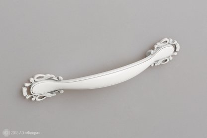 FS141 мебельная ручка-скоба 96 мм серебро прованс с белой вставкой