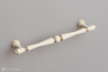FS195 Мебельная ручка-скоба, 128 мм, золото прованс с жемчужно-белой матовой патиной