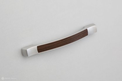 S149 мебельная ручка-скоба 128 мм сатин светлый со вставкой венге матовый