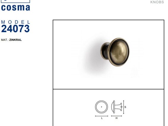 24073 мебельная ручка-кнопка затененная бронза