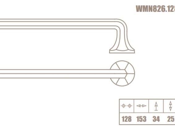 WMN826 мебельная ручка-скоба 128 мм серебристый металл