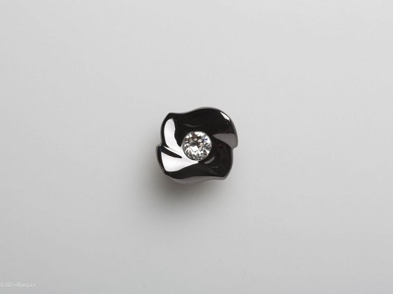 Amelie ручка кнопка темно-серый и прозрачные кристаллы Swarovski, малая