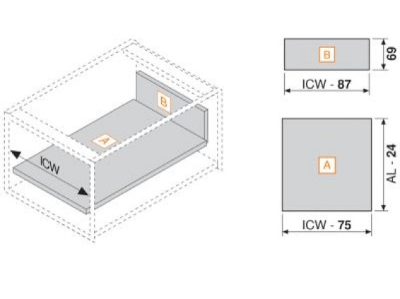 TANDEMBOX intivo/antaro, царга N 68/400мм, серая, комплект