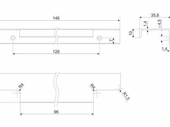 Ray торцевая мебельная ручка для фасадов 150 мм нержавеющая сталь
