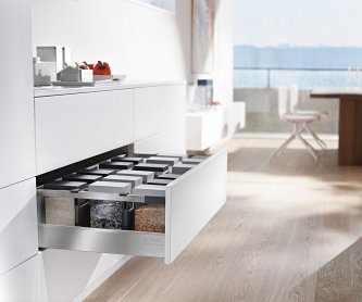 Ящик TANDEMBOX antaro с TIP-ON BLUMOTION (высота D 224, глубина 400 мм, вес ящика от 10 до 30 кг), крепление INSERTA, нержавеющая сталь